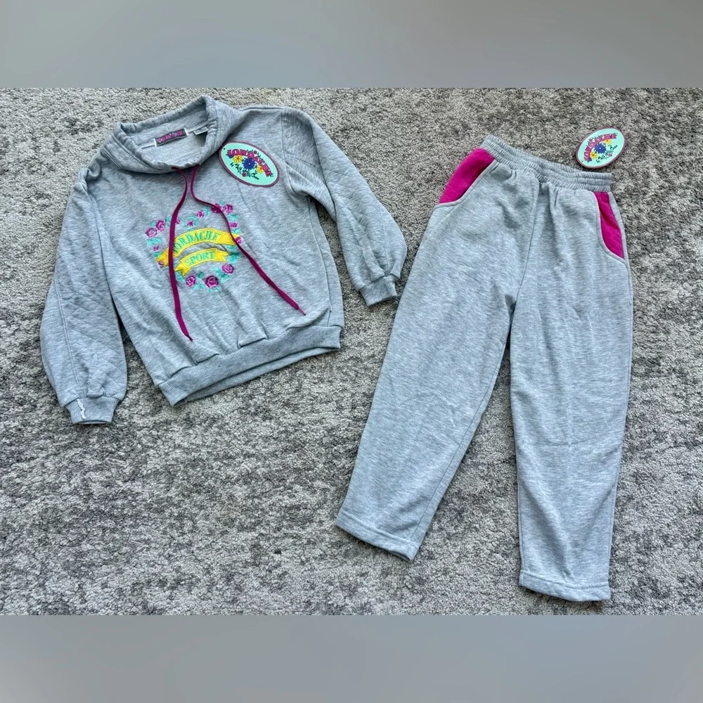 Vintage 90s Jordache Sport Girls Floral Sweatsuit Set NWT Size 6X
